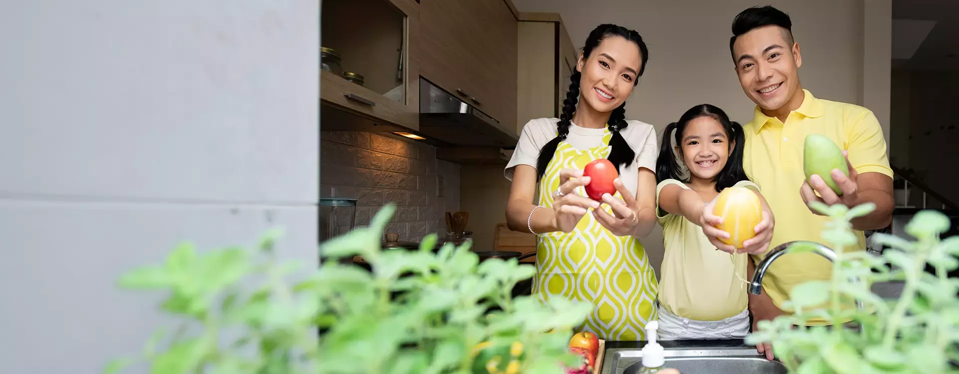 Family supporting balance diet