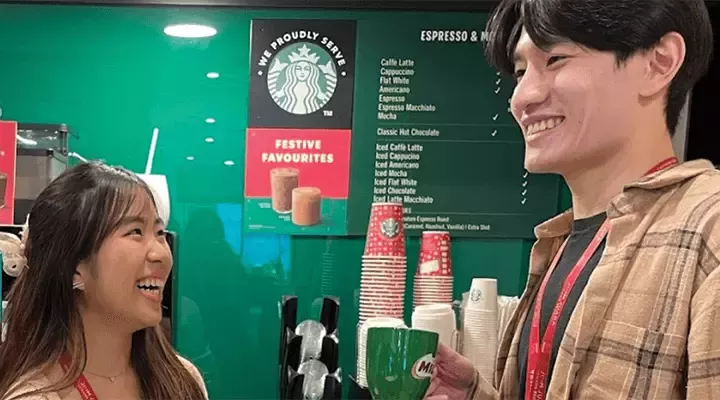 students at coffee shop